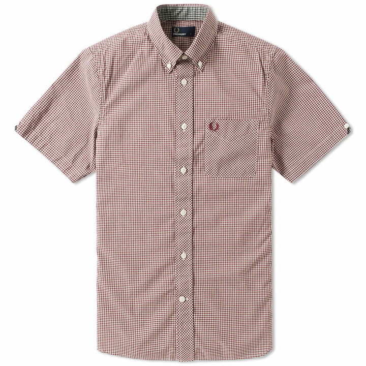 Photo: Fred Perry Short Sleeve Gingham Shirt Burgundy