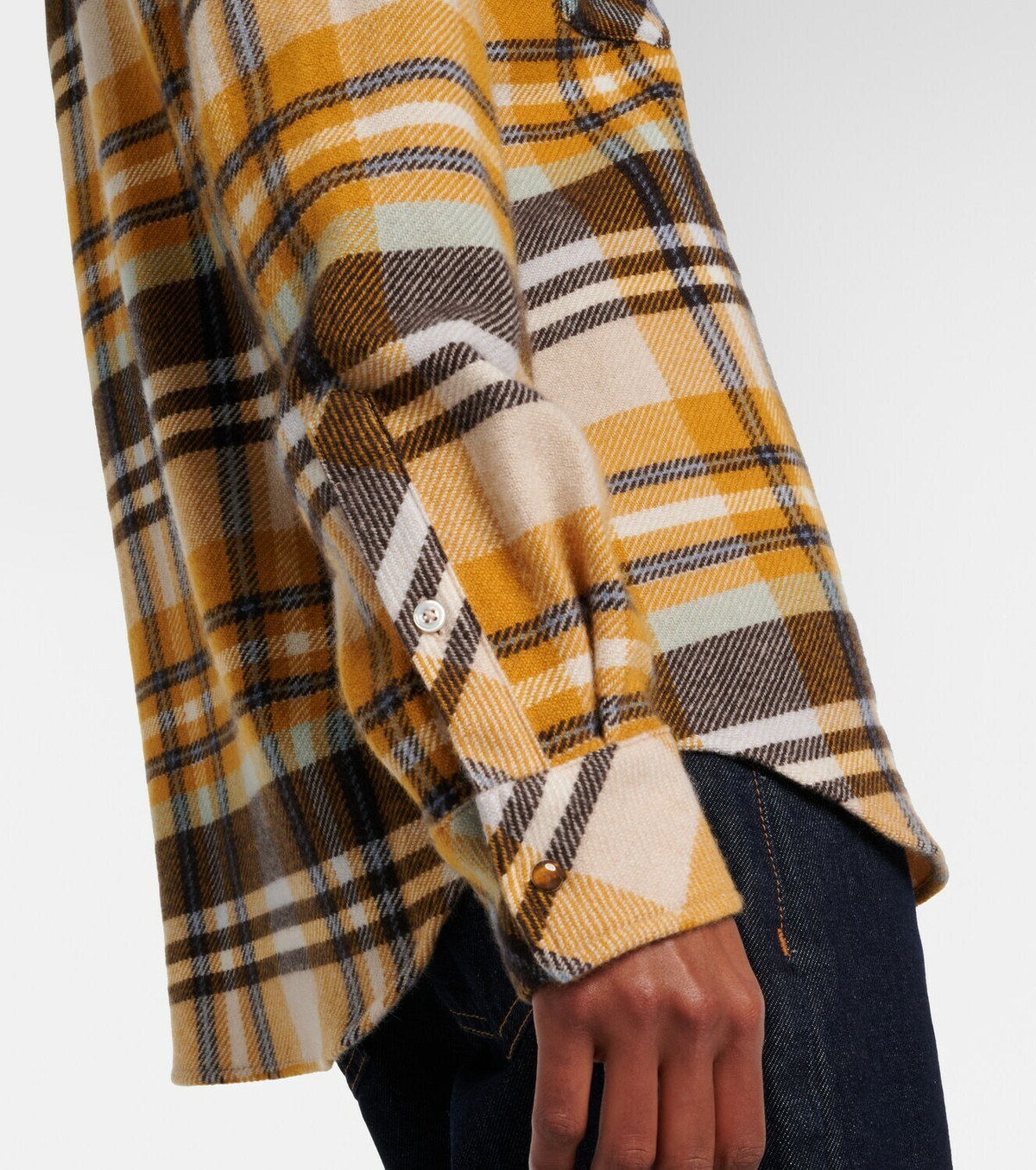 God's True Cashmere Abundance Tartan cashmere shirt with tiger's eye