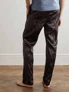 TOM FORD - Straight-Leg Velvet-Trimmed Printed Silk-Blend Pyjama Trousers - Brown