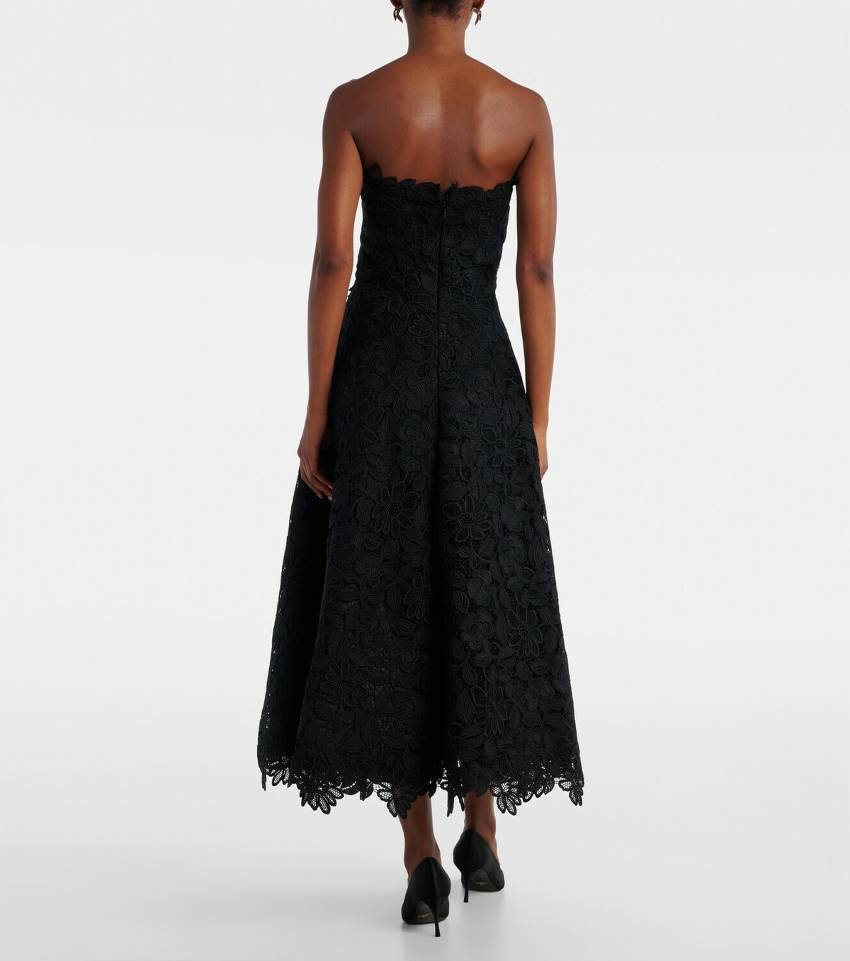 Costarellos Embroidered lace midi dress