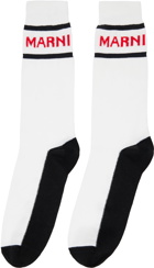 Marni White & Black Logo Socks