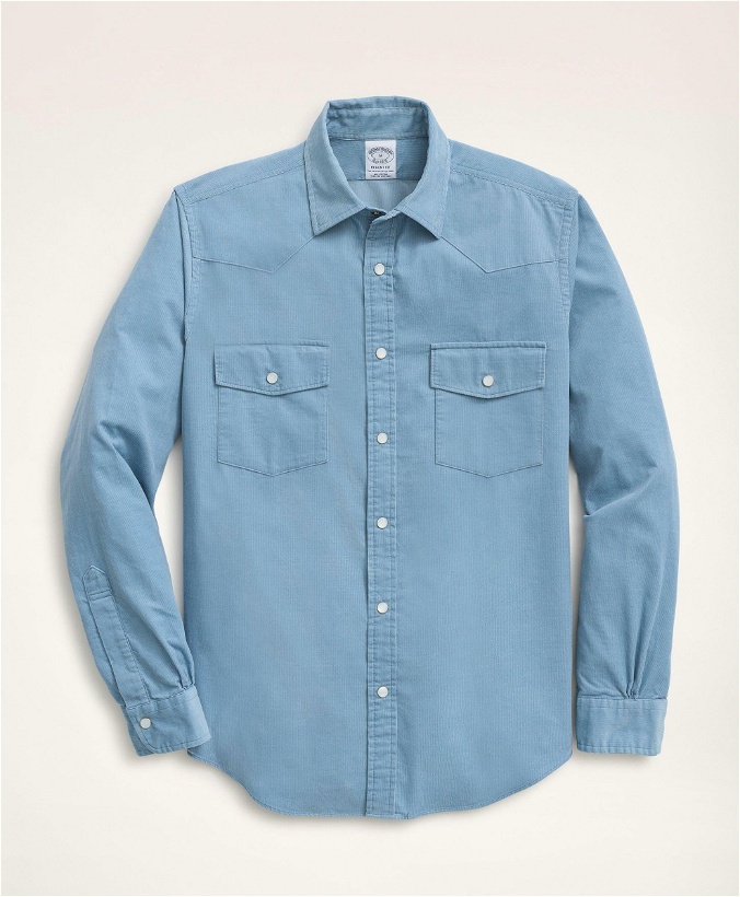 Photo: Brooks Brothers Men's Regent Regular-Fit Sport Shirt, Cotton Pinwale Corduroy Ainsley Collar | Blue