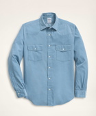 Brooks Brothers Men's Regent Regular-Fit Sport Shirt, Cotton Pinwale Corduroy Ainsley Collar | Blue