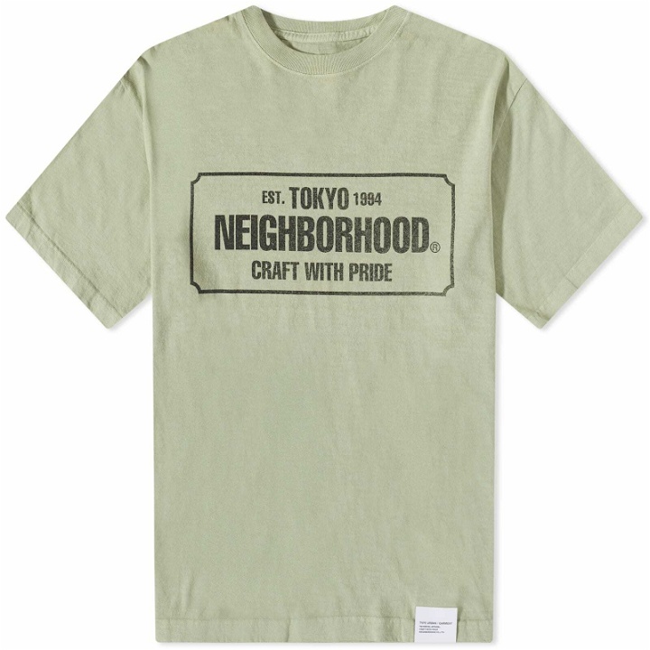 Photo: Neighborhood Men's Sulfur Dye Logo T-Shirt in Sand