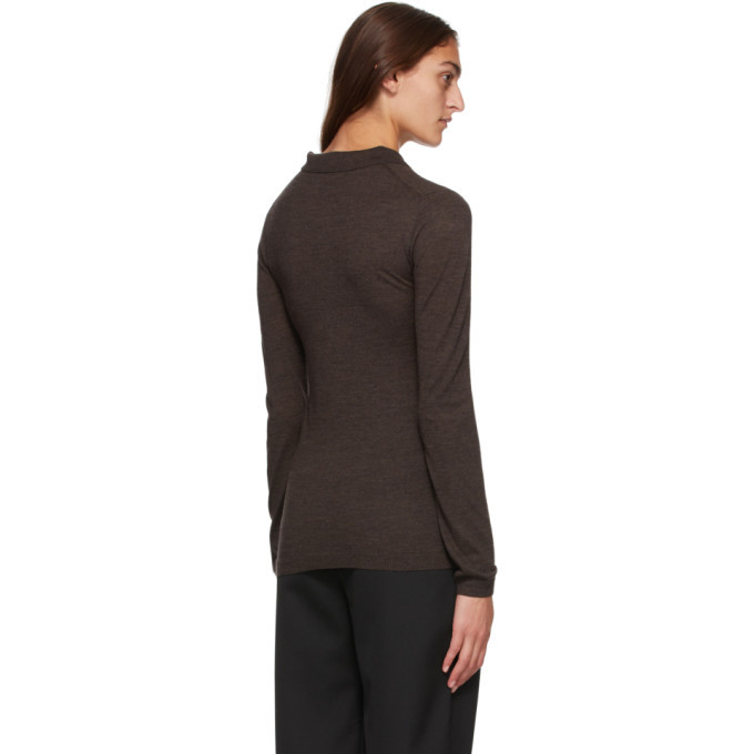Toteme Brown Merino Millana Long Sleeve Polo Toteme