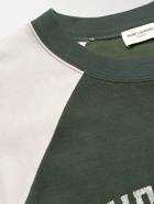 SAINT LAURENT - Printed Colour-Block Jersey T-Shirt - Green