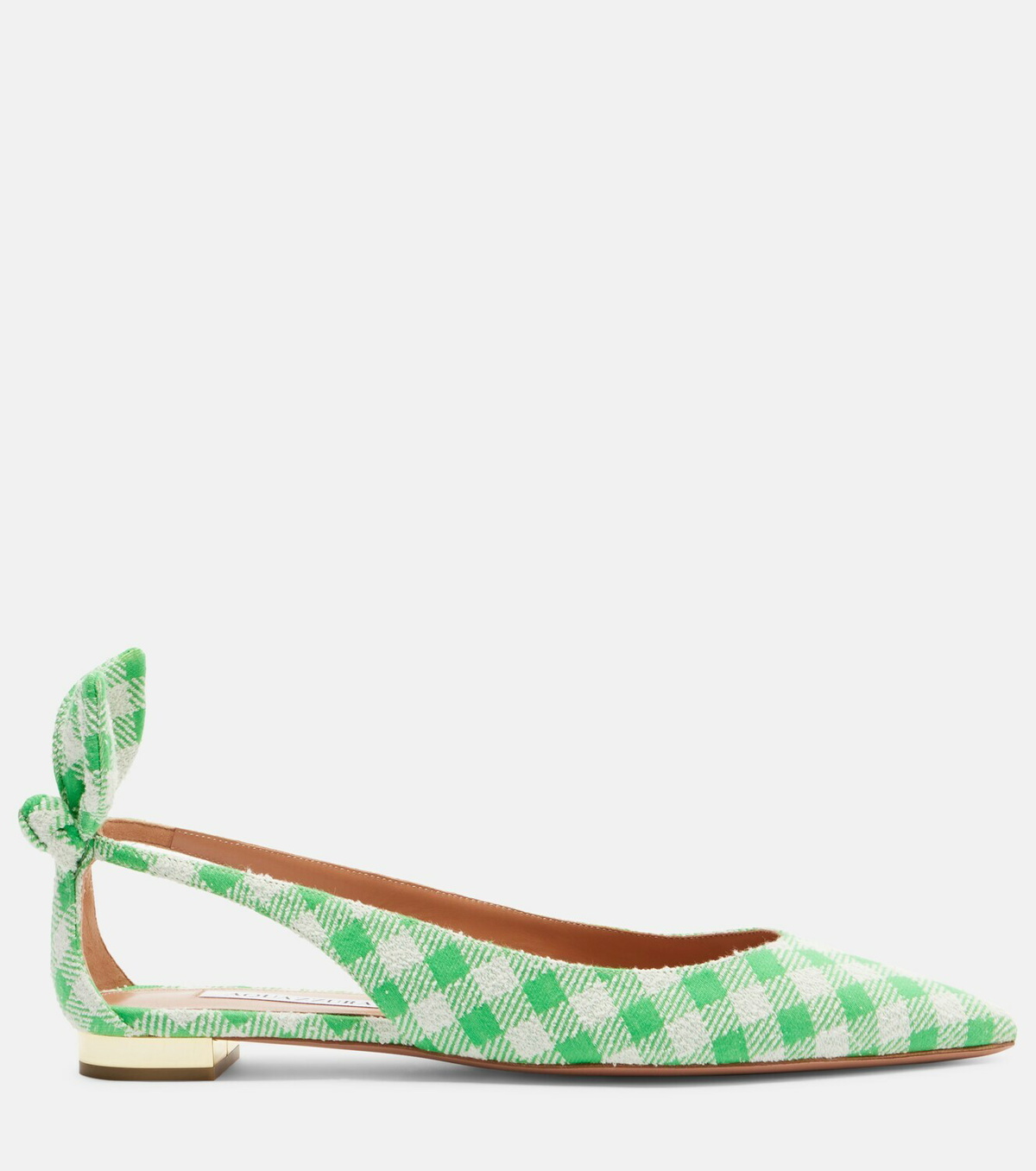 Aquazzura Bow Tie bow-detail checked ballet flats