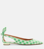 Aquazzura Bow Tie bow-detail checked ballet flats