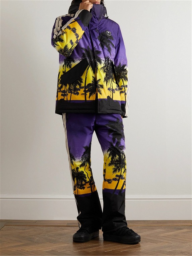 Photo: Palm Angels - Palm Sunset Printed Hooded Ski Jacket - Purple