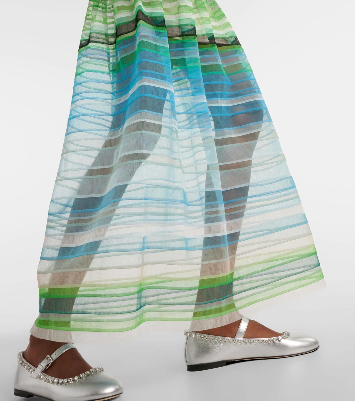 Susan Fang Striped smocked midi dress