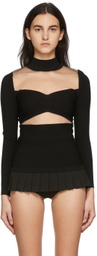 Pushbutton Black Sheer Paneled Turtleneck