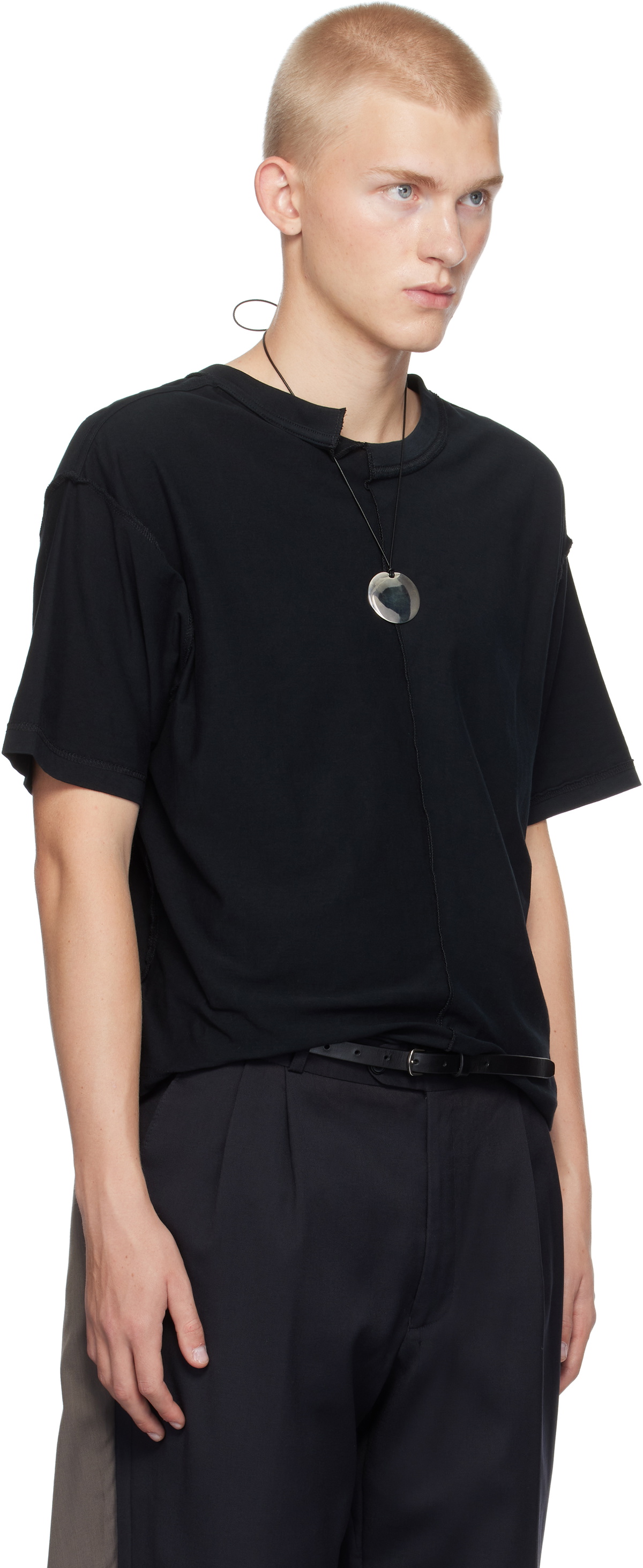 HODAKOVA Black Asymmetric Split T-shirt HODAKOVA