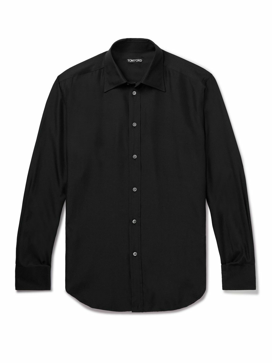 TOM FORD - Cutaway-Collar Silk-Blend Shirt - Black TOM FORD
