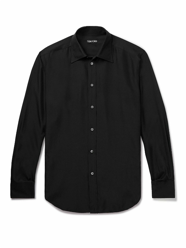 Photo: TOM FORD - Cutaway-Collar Silk-Blend Shirt - Black