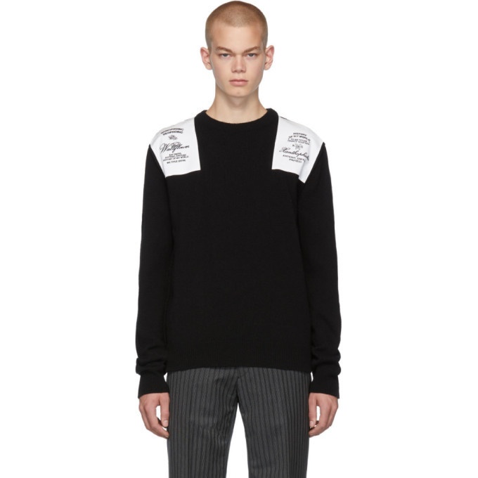 Photo: Raf Simons Black Embroidered Shoulder Patch Sweater