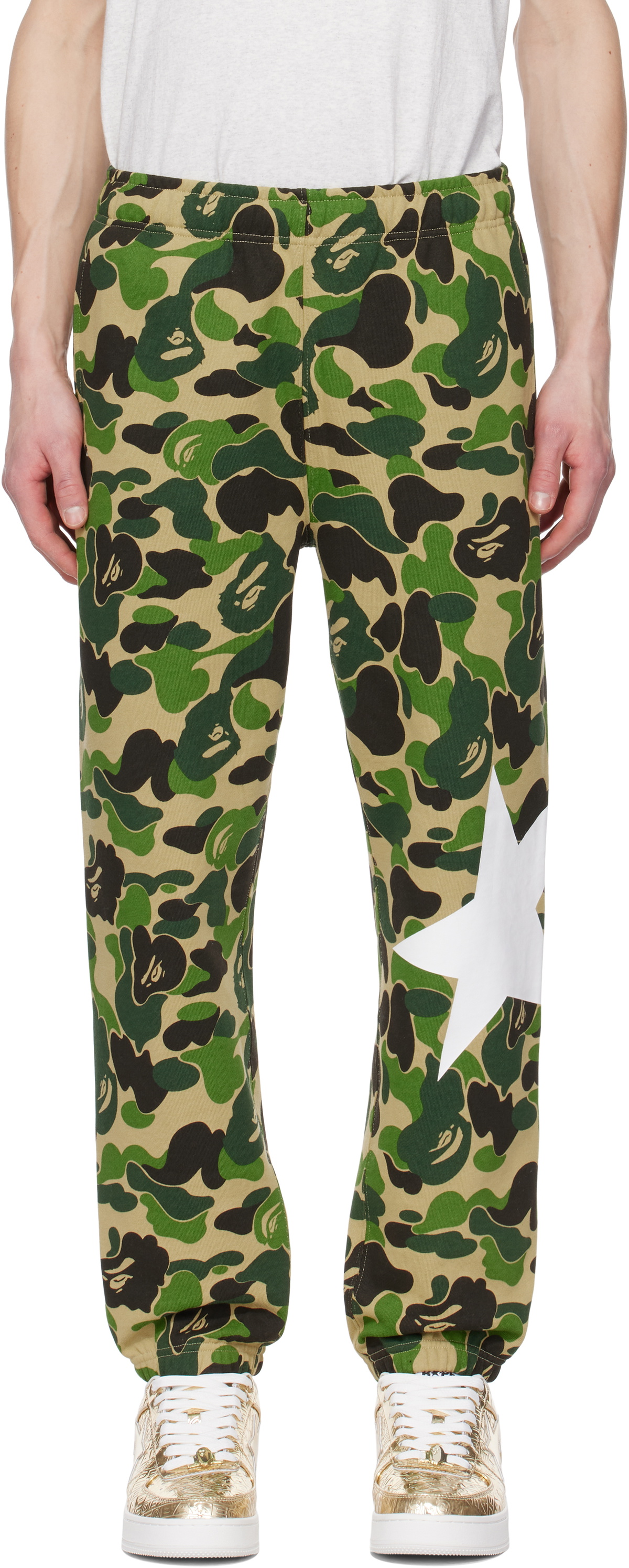 BAPE Khaki ABC Camo Crystal Stone Sweatpants A Bathing Ape