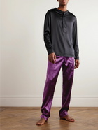 TOM FORD - Velvet-Trimmed Stretch-Silk Satin Pyjama Trousers - Purple