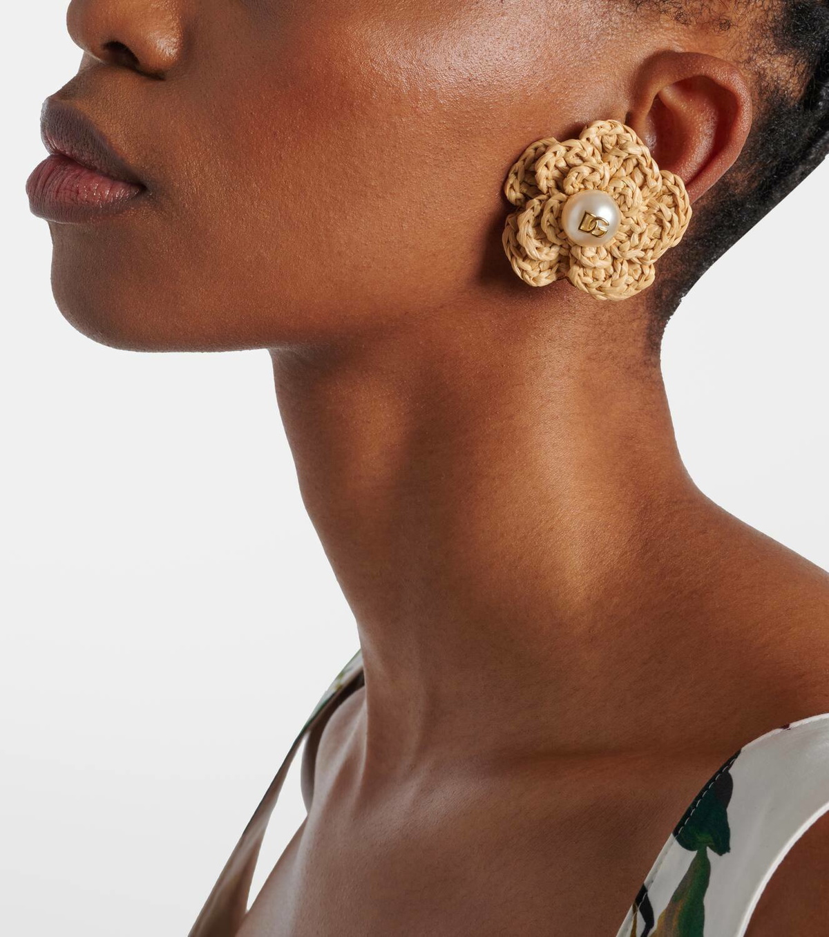 Dolce&Gabbana DG raffia-effect clip-on earrings