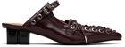 GANNI Burgundy Lace-Up Mule Heels