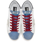 Golden Goose White and Blue Superstar Sneakers