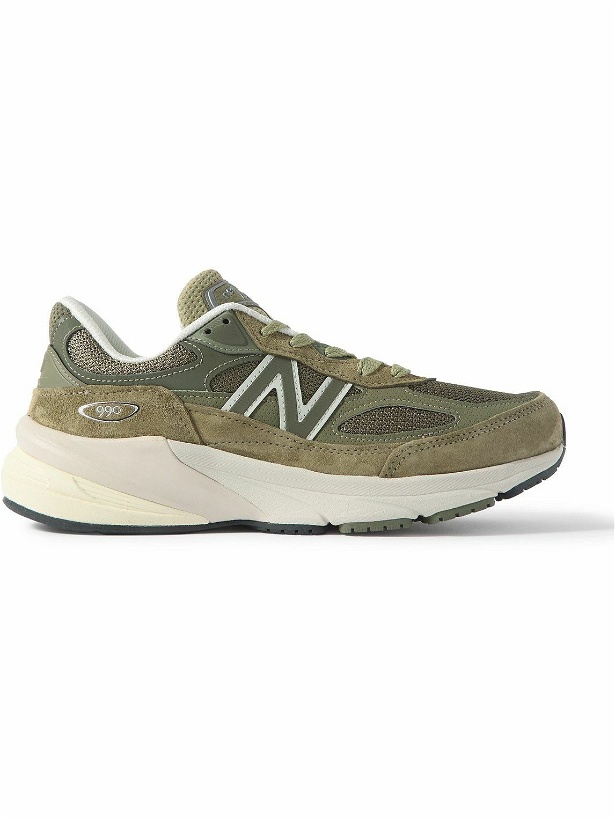 Photo: New Balance - 990v6 Leather-Trimmed Suede and Mesh Sneakers - Green