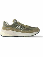 New Balance - 990v6 Leather-Trimmed Suede and Mesh Sneakers - Green