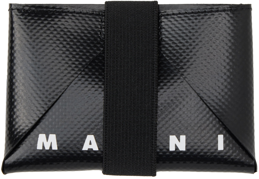 ◇MARNI◇ Logo card holder navy blue black PFMI0062U0P2644Z5 Marni Navy & Black Fold Card Holder Marni