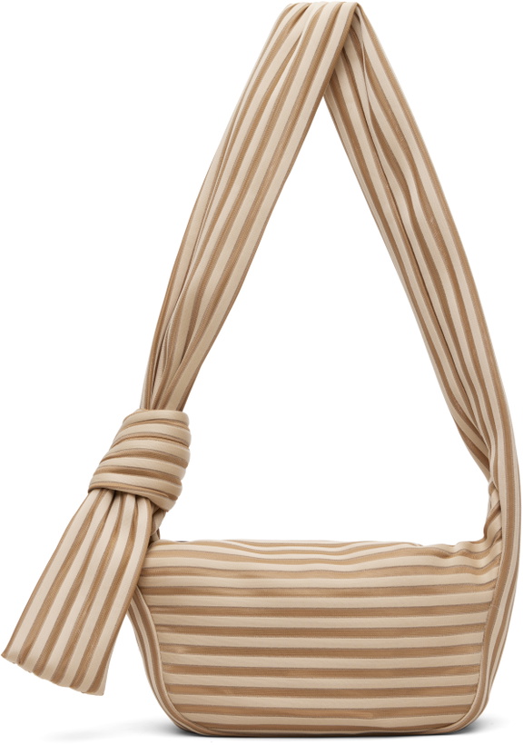 Photo: ISSEY MIYAKE Beige Linear Knit 58 Bag