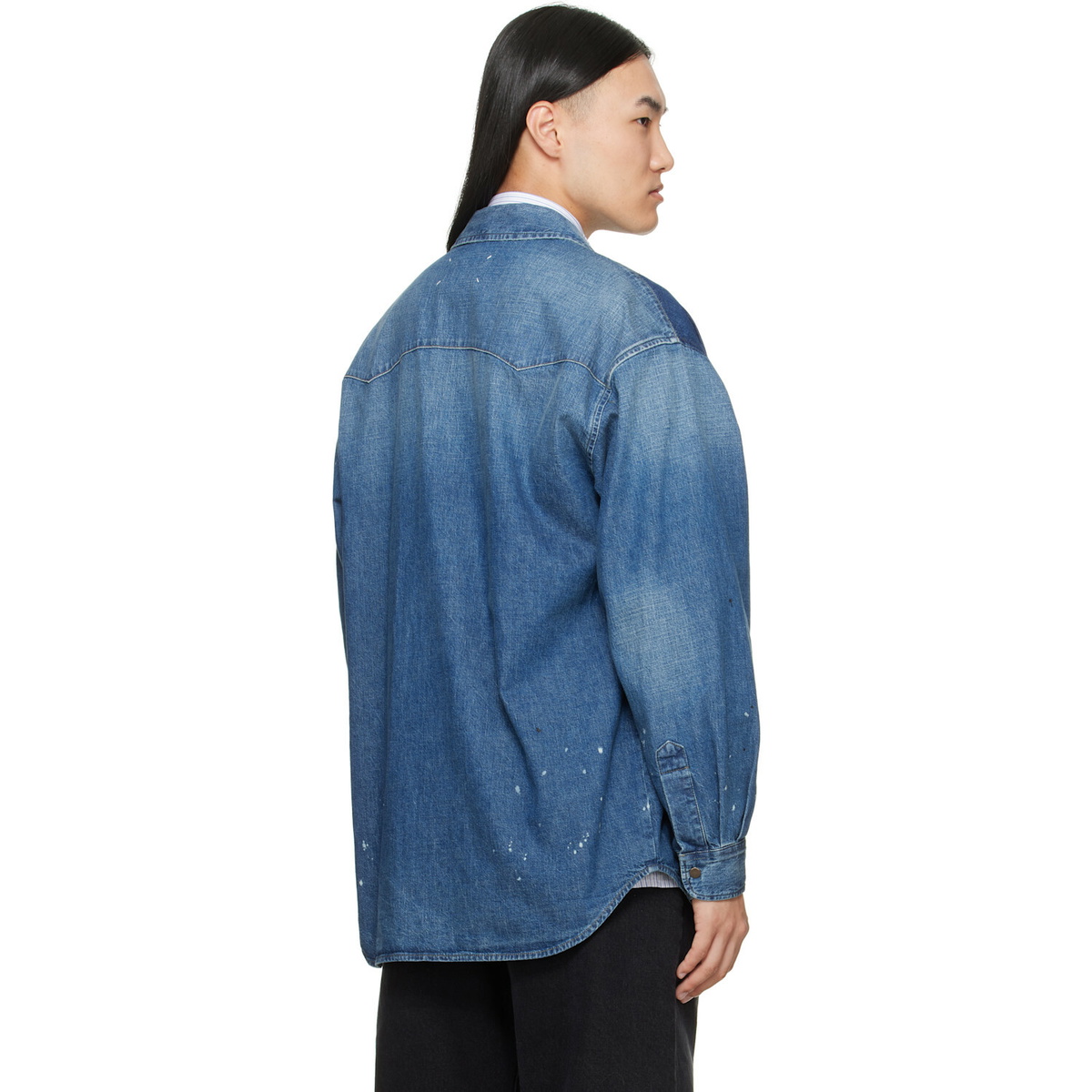 Maison Margiela Blue Bicolor Denim Shirt