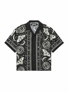Neighborhood - Cosmic Camp-Collar Printed Matte-Satin Shirt - Black