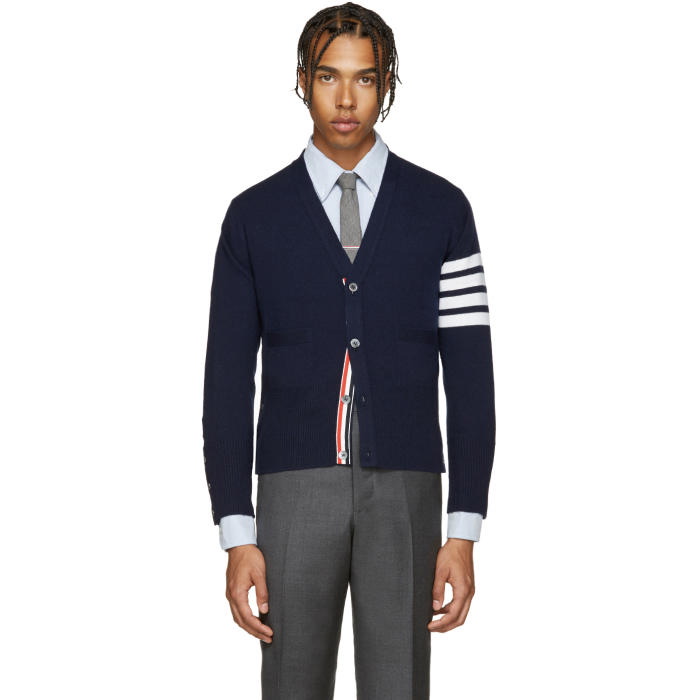 Photo: Thom Browne Navy Cashmere Cardigan