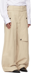 EGONlab Beige Belted Trench Trousers.