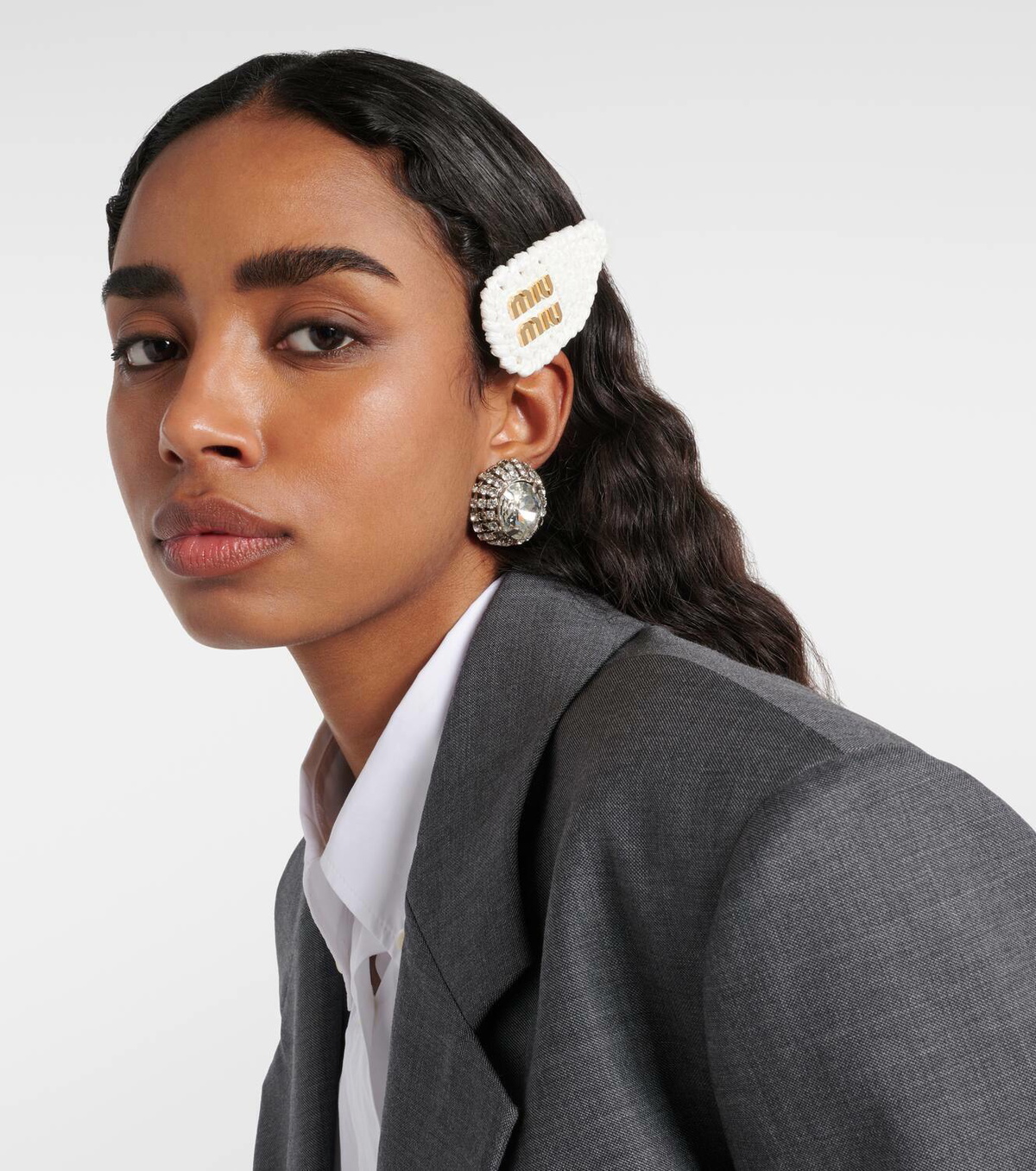 ヘアアクセサリー Miu Miu Crochet Hair Clip Miu Miu Logo crochet hair clip Miu Miu