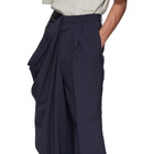 Hed Mayner Navy Wool Oversized Trousers