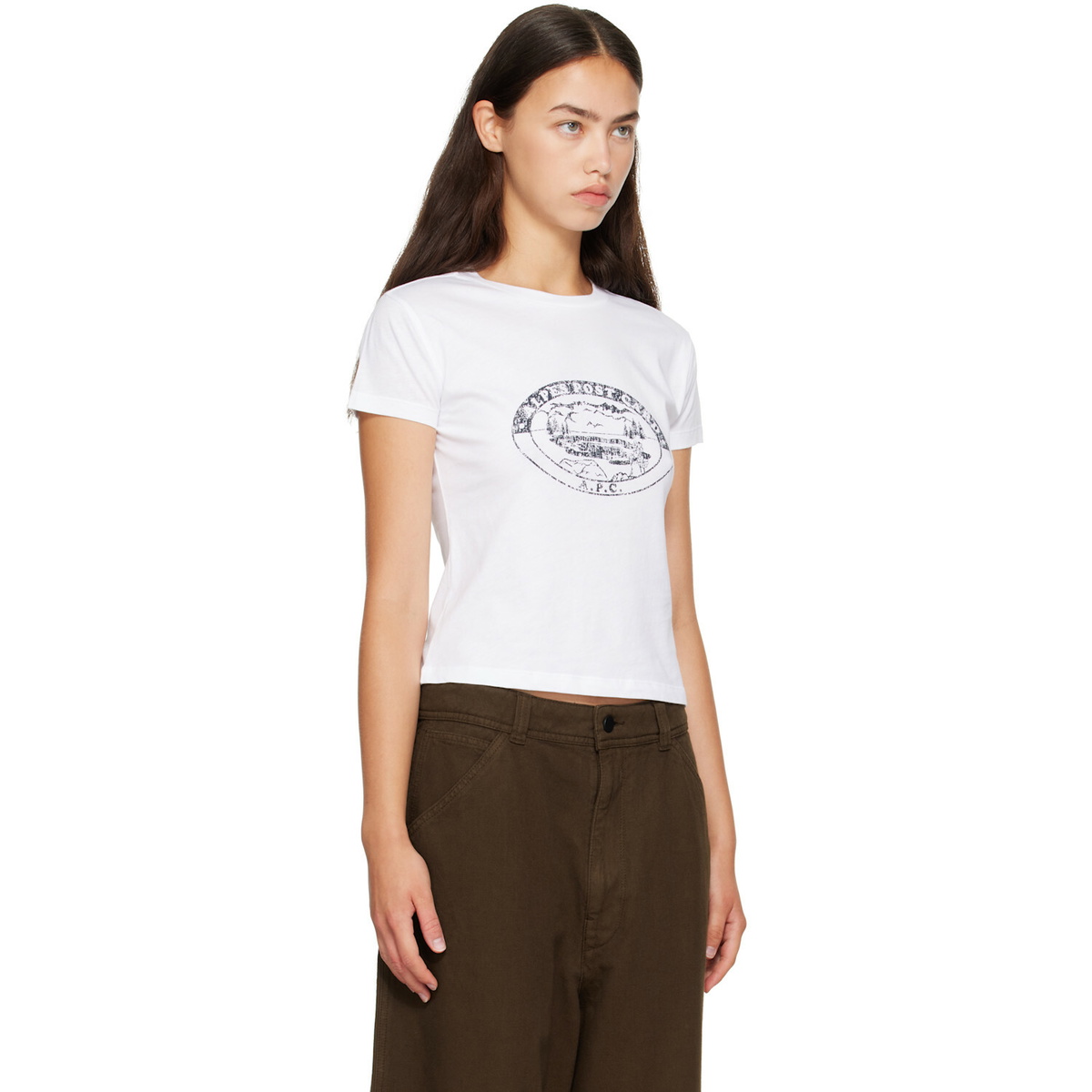 A.P.C. White Vintage-Effect Camping Logo T-shirt