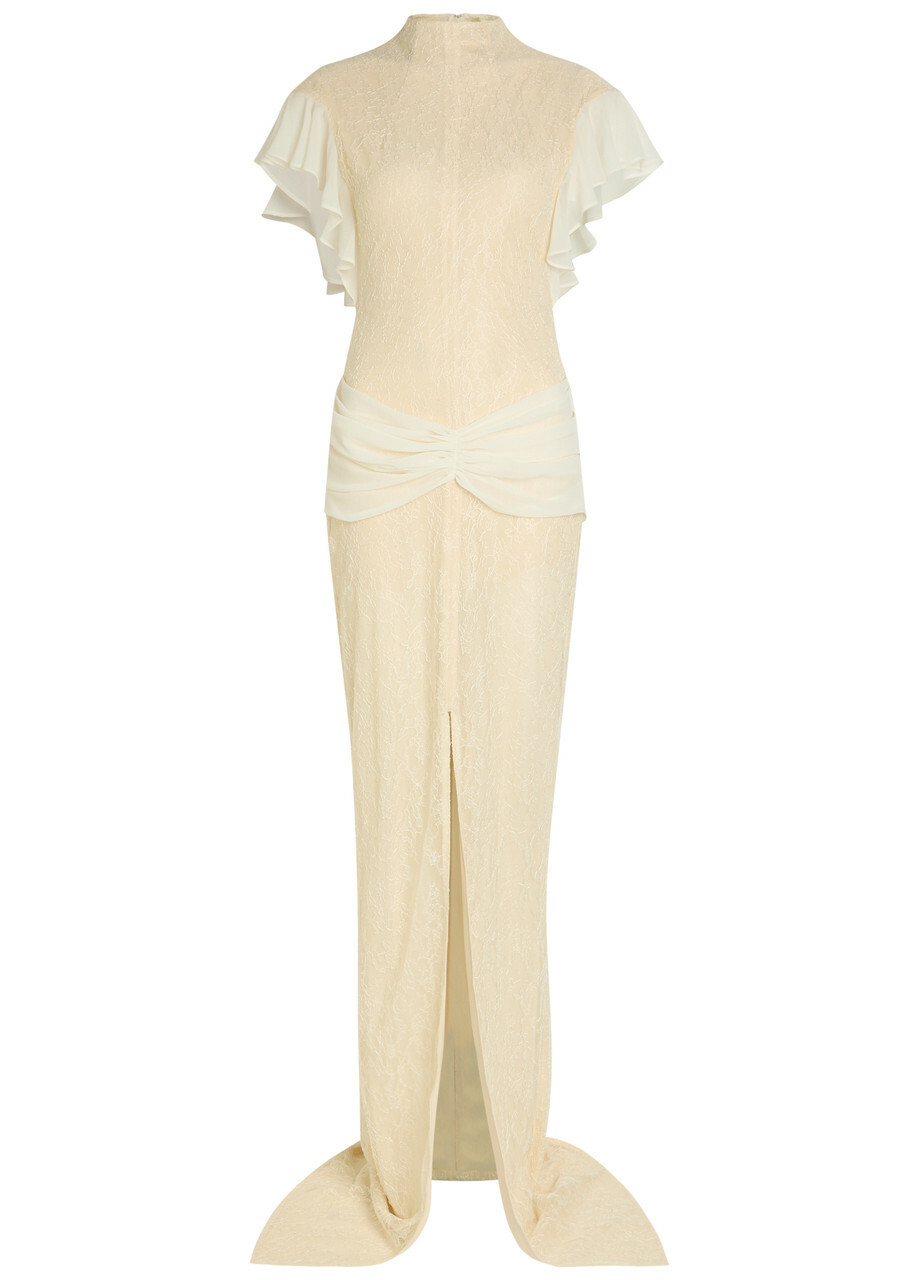DE LA Vali Noor Ruffled Lace Maxi Dress Ivory
