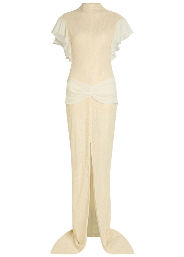Photo: DE LA Vali Noor Ruffled Lace Maxi Dress Ivory