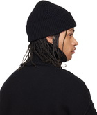 AMI Paris Black Wool Contrasted Ami de Coeur Beanie