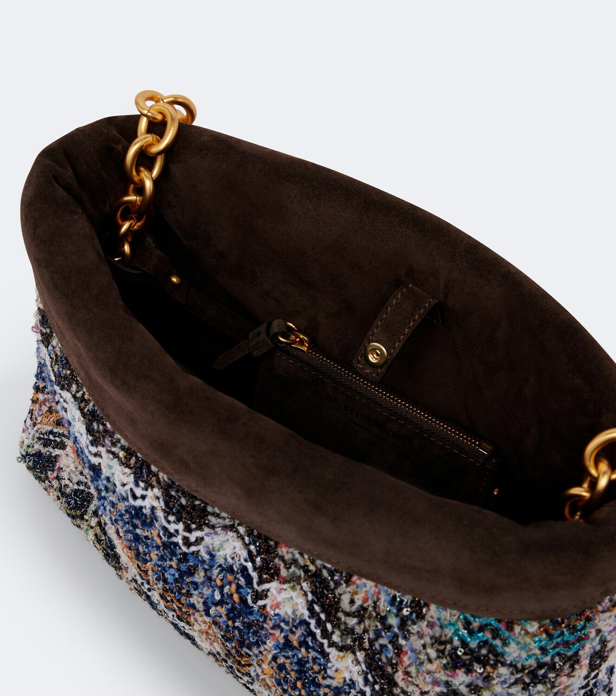 Missoni Suede-lined knitted shoulder bag