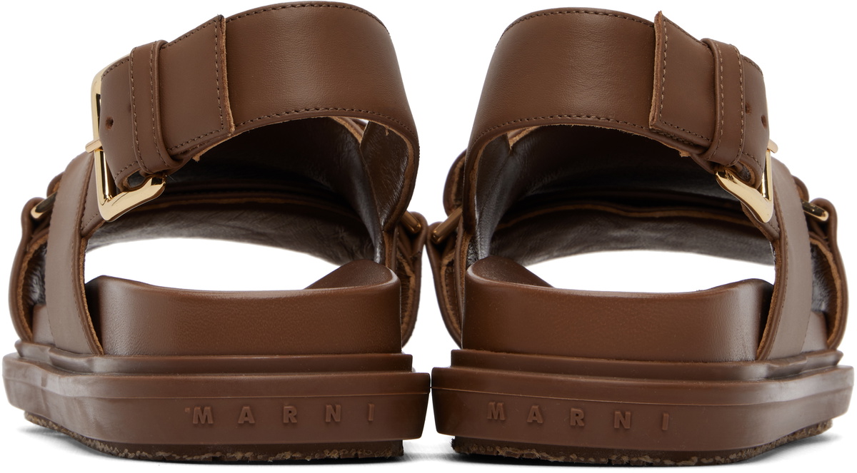 Marni Brown Leather Fussbett Sandals