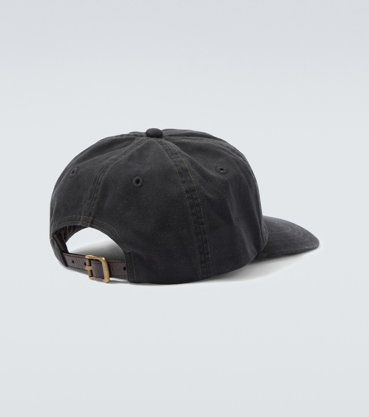 RRL Logo leather-trimmed twill baseball cap
