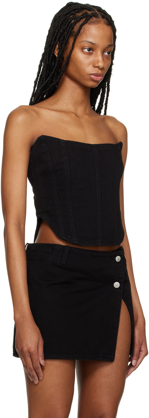 Magda Butrym Black Paneled Denim Corset