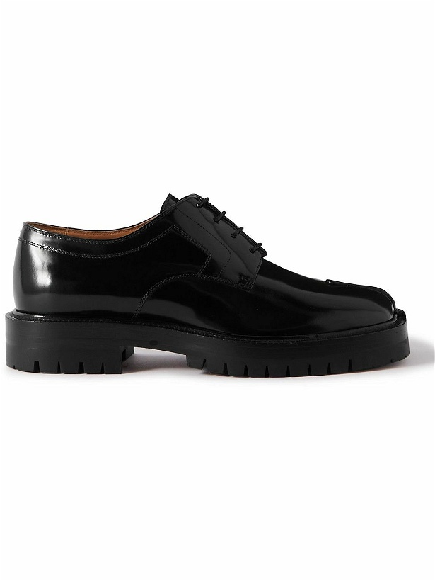 Photo: Maison Margiela - Tabi Split-Toe Polished-Leather Derby Shoes - Black