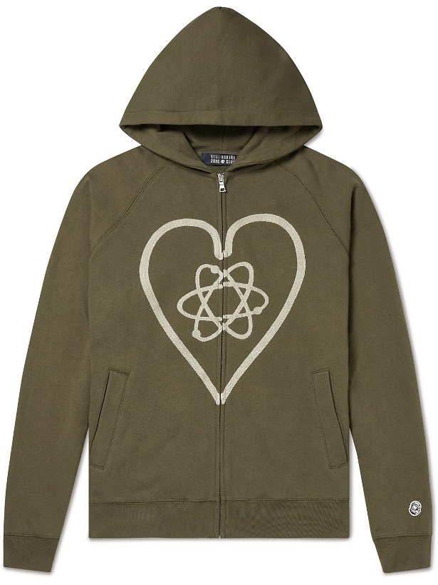 Photo: Billionaire Boys Club - Embroidered Cotton-Jersey Zip-Up Hoodie - Green