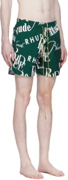 Rhude Green Logomania Shorts