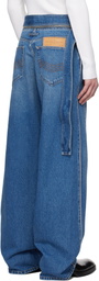 Jean Paul Gaultier Blue 'The Belted Denim' Jeans