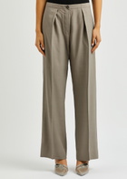 Acne Studios Pleated Straight-leg Woven Trousers Grey