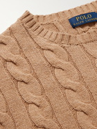 POLO RALPH LAUREN - Logo-Embroidered Cable-Knit Cotton Sweater - Neutrals