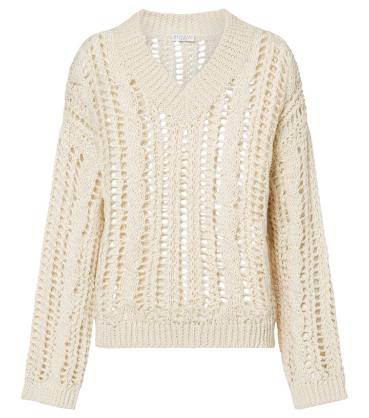 Photo: Brunello Cucinelli Jute and cotton-blend sweater