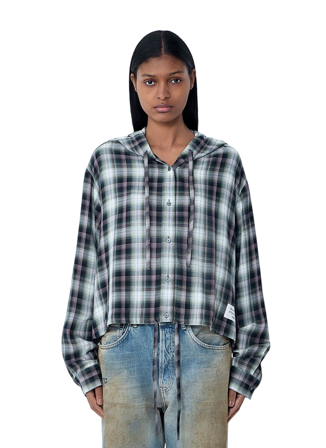 Acne Studios Black & Navy Check Button-Up Shirt Acne Studios